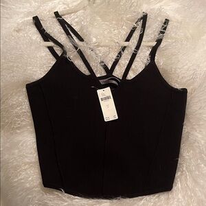 Anthropologie Black Strappy Crop Top